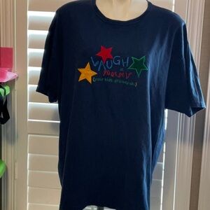 Blue and Red Short Sleeve Tees Casual Crew Neck